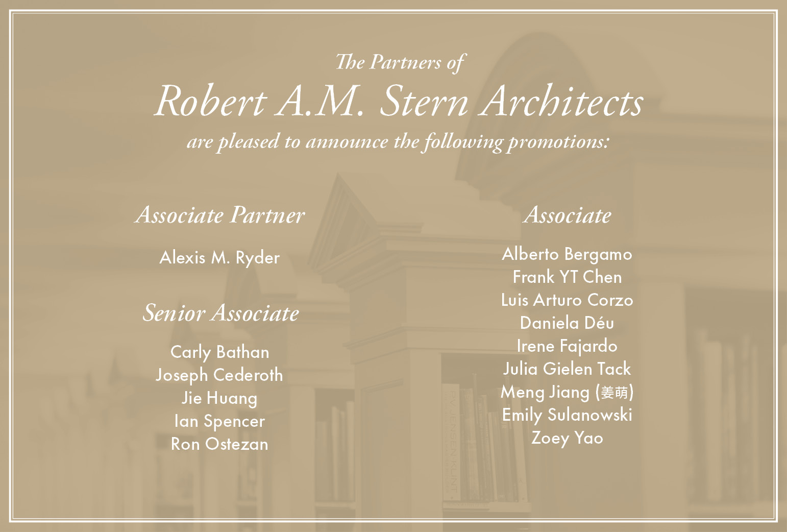 Robert A.M. Stern Architects Announces New Promotions