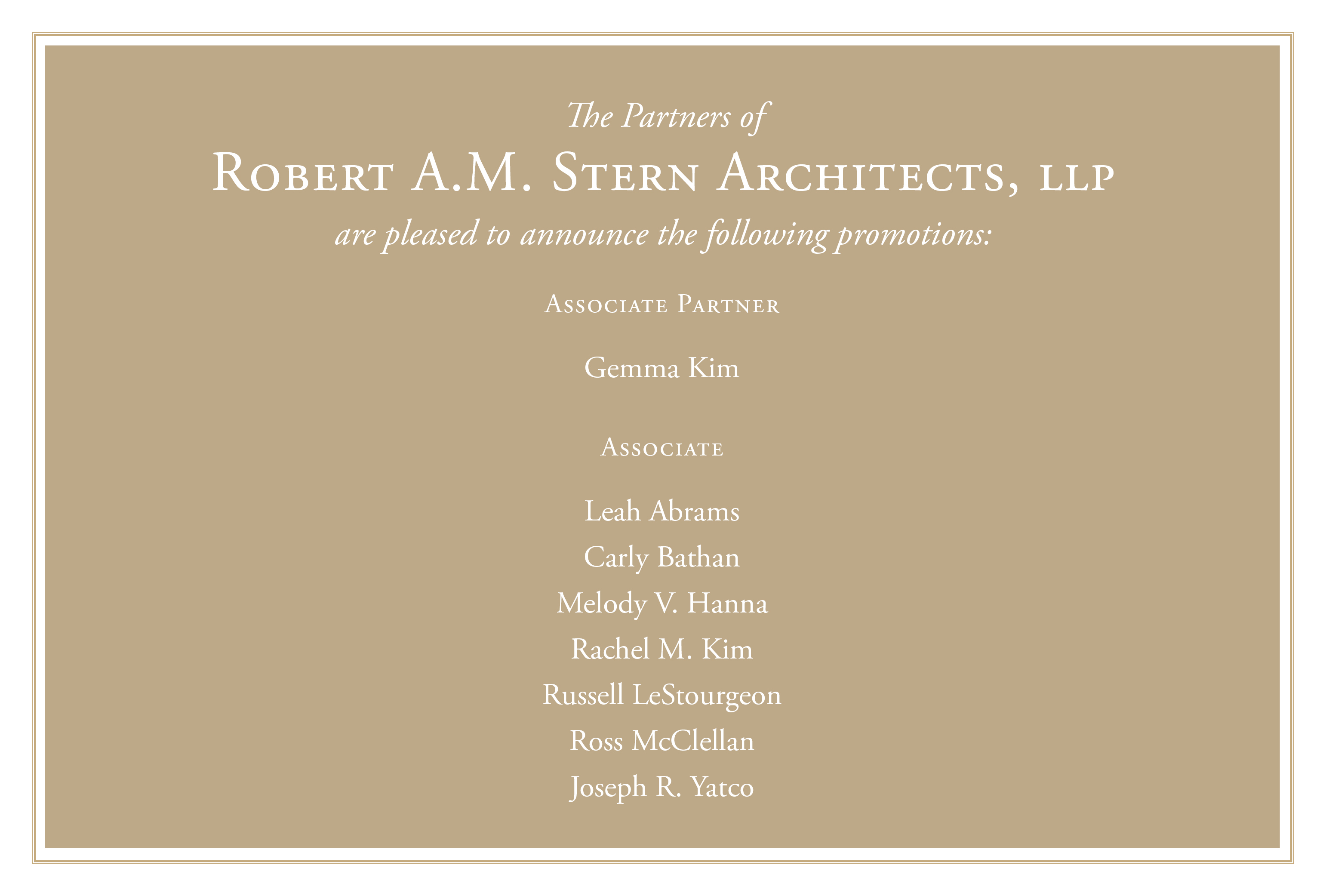 Robert A.M. Stern Architects Announces New Promotions