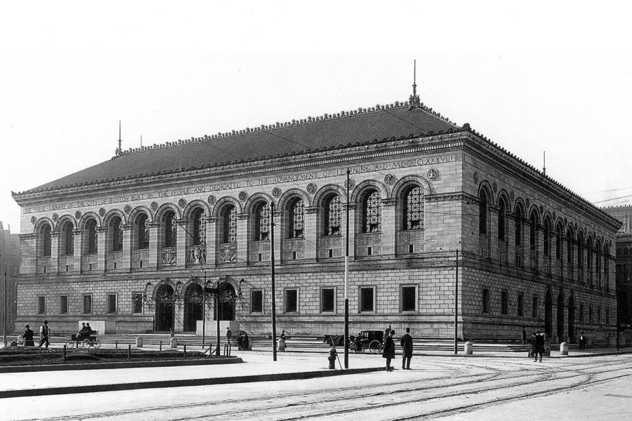<p>Boston Public Library (McKim, Mead &amp; White, 1895). Photograph c. 1900. Source: Library of Congress, Prints and Photographs Division.</p>
