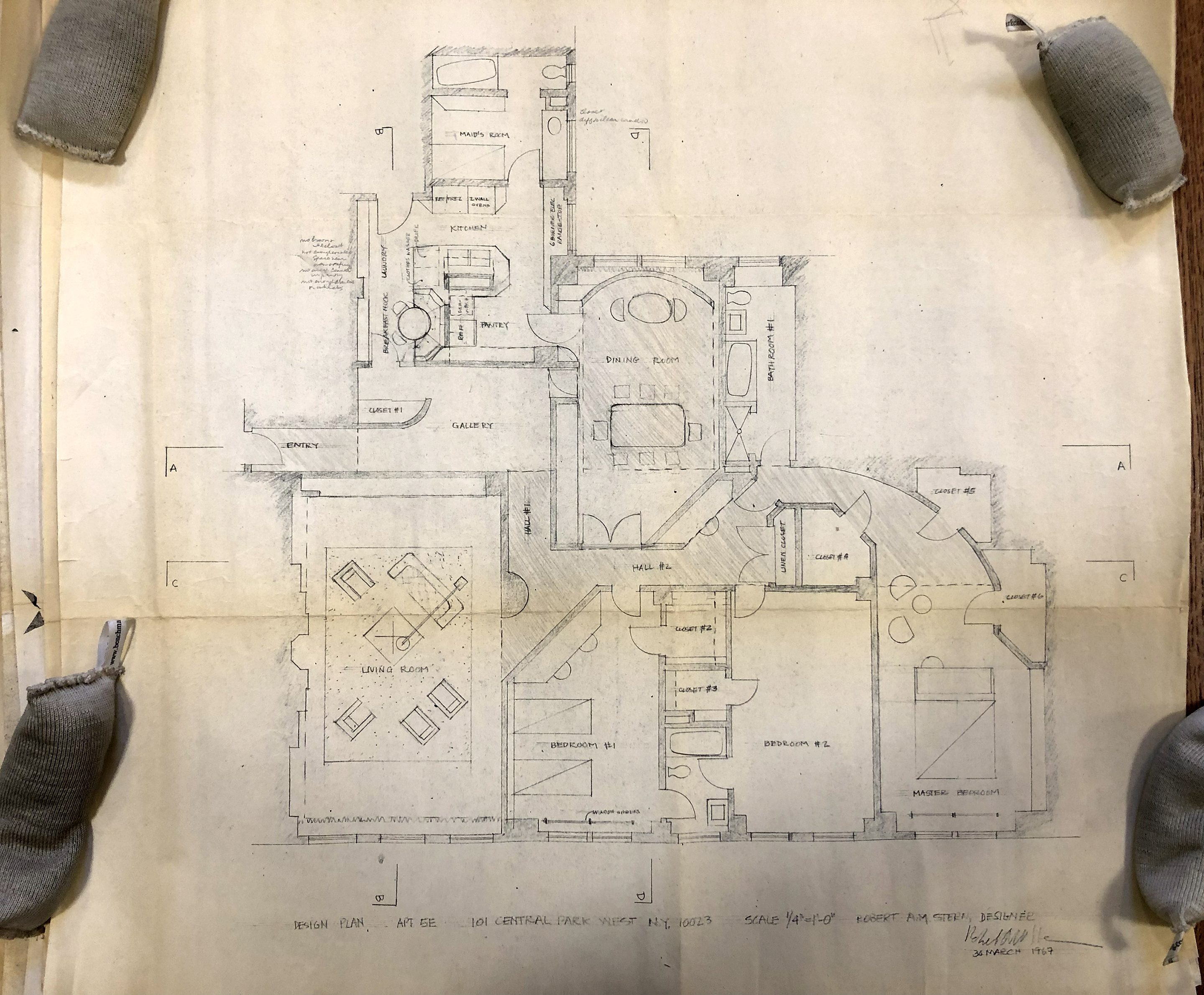 <p><span><span><span><span><span>The Robert A. M. Stern Architects Records collection at Yale University Library Manuscripts &amp; Archives includes documents and drawings. Pictured is a plan of the Stern Apartment II.</span></span></span></span></span></p>
