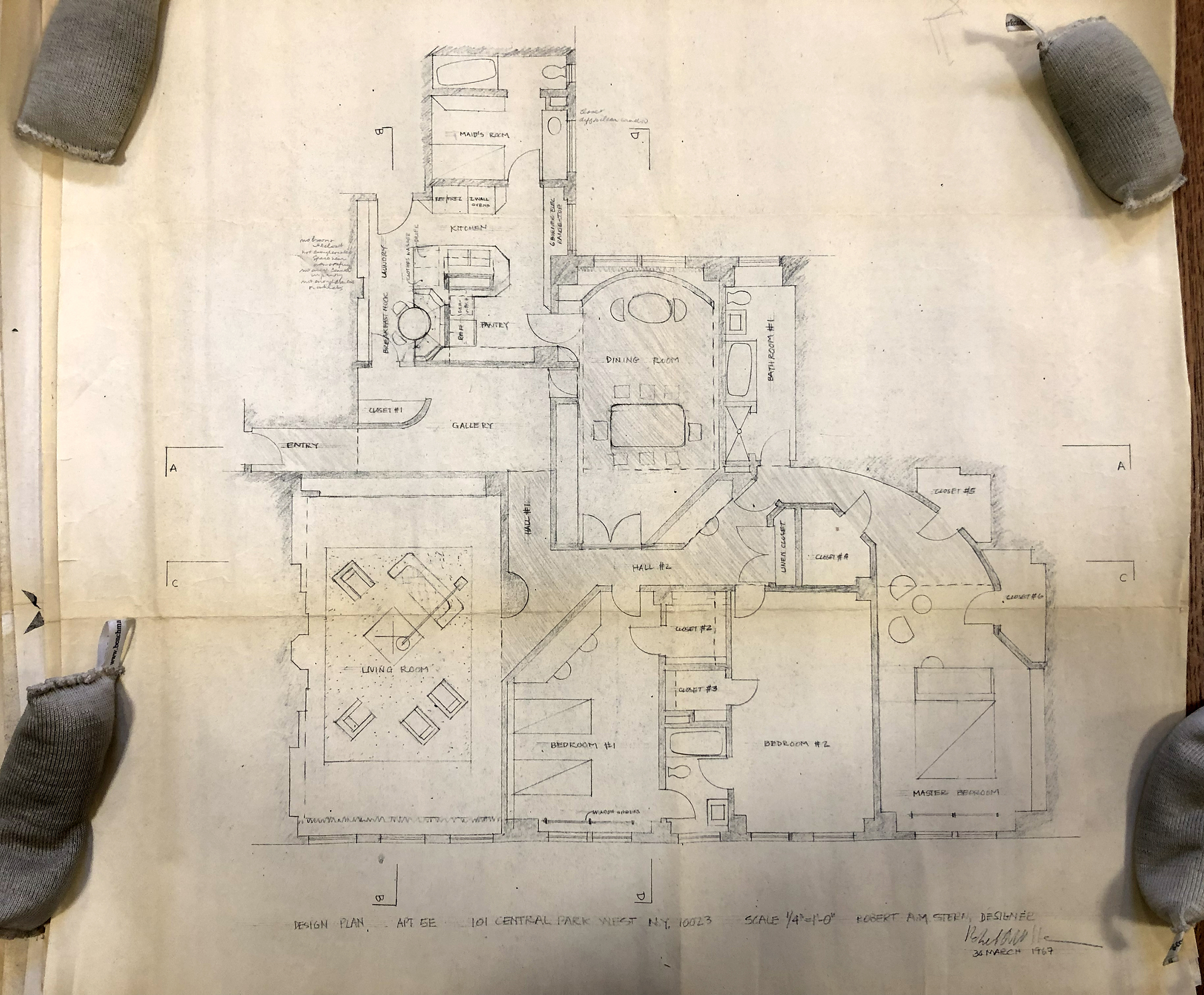 <p><span><span><span><span><span>The Robert A. M. Stern Architects Records collection at Yale University Library Manuscripts &amp; Archives includes documents and drawings. Pictured is a plan of the Stern Apartment II.</span></span></span></span></span></p>
