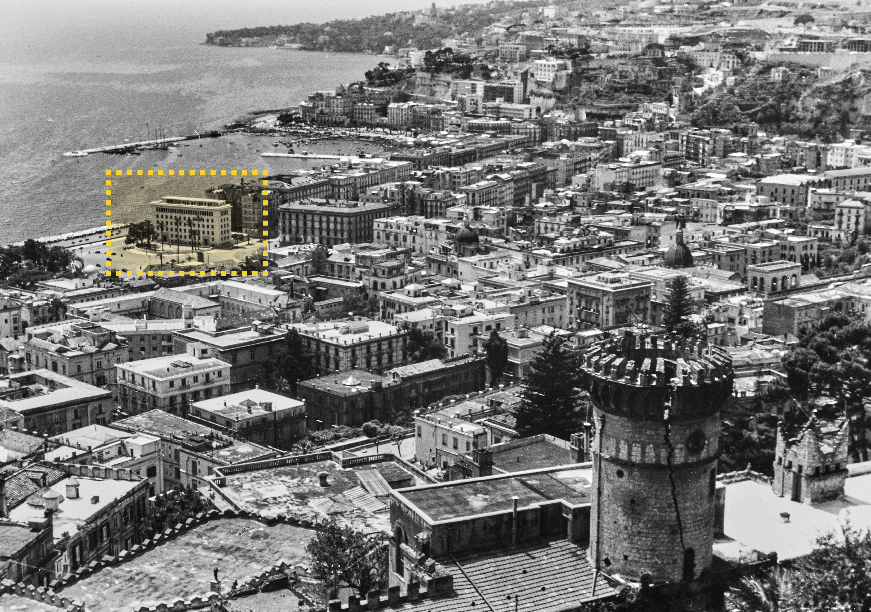 <p><span><span><span><span>View of Naples from Villa Floridiana. The U.S. Consulate General Naples is at the far left, recognizable due to its location on the Piazza della Repubblica. Photograph: Zenker Otto, 1953. Source: Archivi Alinari, Firenze.</span></span></span></span></p>
